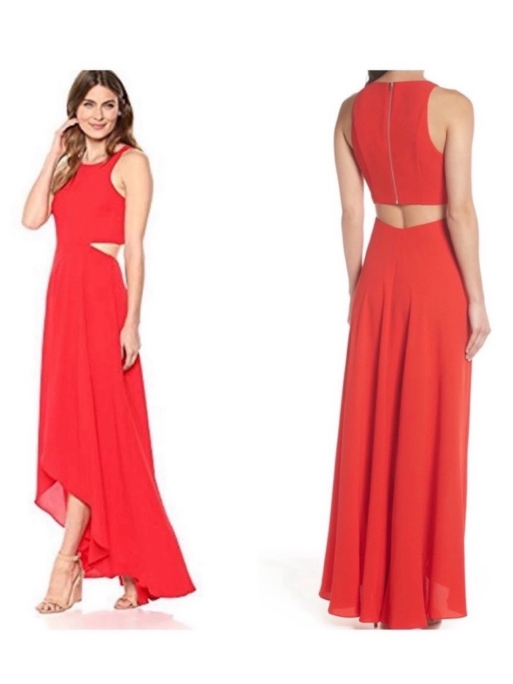 ALI & JAY Red Cutout High-Low Maxi Dress